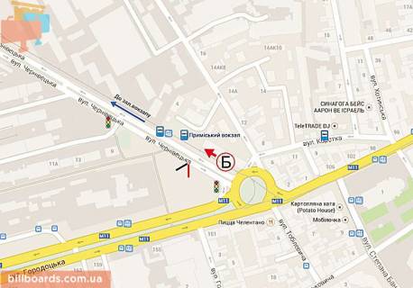 Billboard B in Lviv Cernovickaa st. - Gorodockaa st. scheme