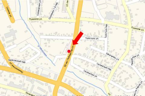 Billboard B in Melitopol 50-letia Pobedy av. / st. Selanskaa scheme