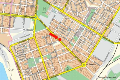 Billboard B in Mykolaiv, 3x6  Miru av. / Pivdenna st., koledz ekonomiki i prava, v bik Peremogi pl., z/d vokzalu, z centru scheme