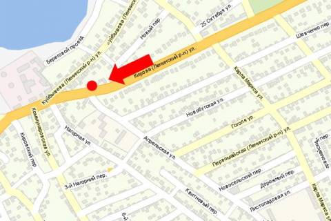 Billboard A in Mykolaiv, 3x6  Pokrovs'ka st. (kol. Kirova st.) / Kvitneva st., z centru (flazok) scheme