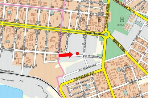 Billboard B in Mykolaiv, 3x6  Kuznec'ka st. (kol. Skorohodova st.), 213, z centru (flazok) scheme