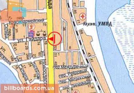 Billboard  in Mykolaiv Geroev Stalingrada av. / Oberegovaa st. (byvs. Gajdara per.), vozle supermarketa "ATB" scheme