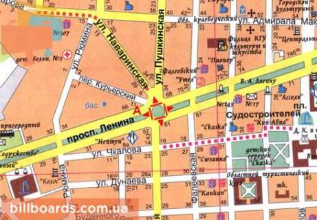 Prismatron, Prism A in Mykolaiv, 3x6  Central'nij prosp. (Lenina prosp.), 61 - Puskins'ka st. - 481026 scheme