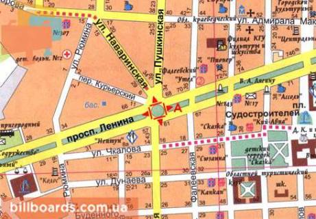 Prismatron, Prism A in Mykolaiv, 3x6  Central'nij prosp. (Lenina prosp.), 61 - Puskins'ka st. - 481017 scheme