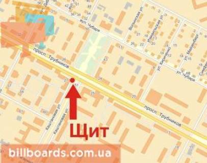 Billboard  in Nikopol Trubnikov av., 27 scheme