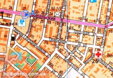 Citylight  in Odessa Admiral'skij av., 28, vozle kinoteatra "Vympel", razdelitel' scheme