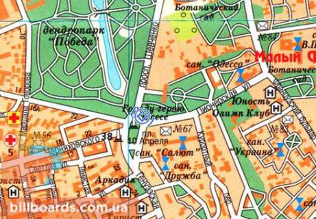 Citylight  in Odessa Akademiceskaa st. (byvs. Pionerskaa st.) / Sevcenko av., vozle TRC "Sady Pobedy" scheme