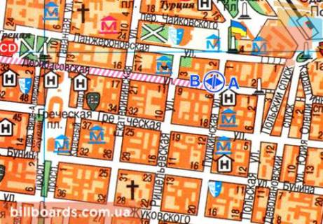 Citylight  in Odessa Deribasovskaa st. / Puskinskaa st. scheme