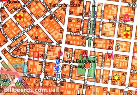 Citylight  in Odessa Preobrazenskaa st., 67, v storonu Bazarnoj st. scheme