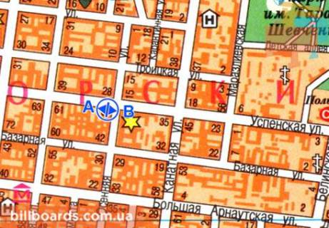 Citylight  in Odessa Uspenskaa st., 47 / Osipova st., v storonu Puskinskoj st. scheme