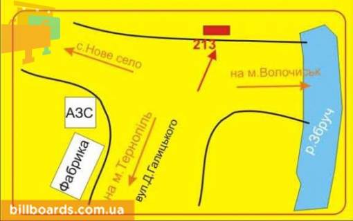 Billboard A in Pidvolochisk D.Galickogo st., pgt. Podvolocisk scheme