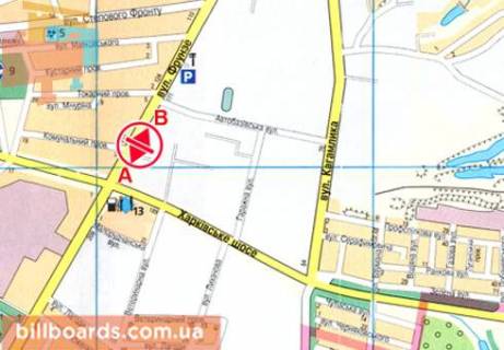 Billboard  in Poltava Evropejskaa st. (byvs. Frunze st.), 183 / Har'kovskoe sosse, vozle supermarketa "Furset", restorana "McDonald's" scheme