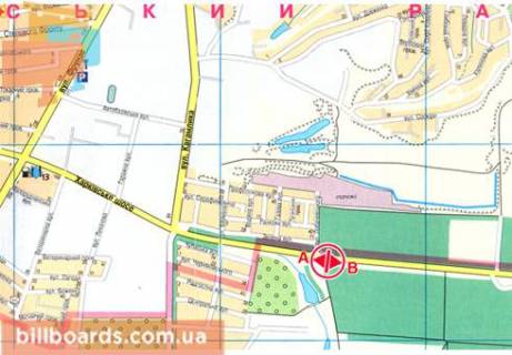 Billboard  in Poltava Har'kovskoe sosse, vozle gostinicy "Bavaria", v storonu Evropejskoj st. (byvs. Frunze st.) scheme