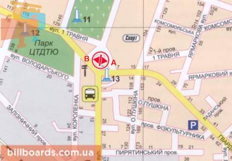 Billboard A in Pryluky, 3x6  Gvardijs'ka st. scheme