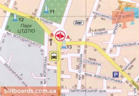 Billboard B in Pryluky, 3x6  Gvardijs'ka st. scheme