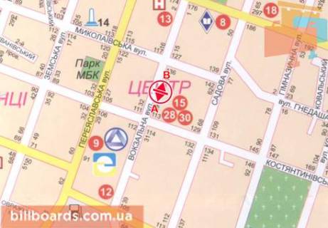 Billboard A in Pryluky, 3x6  Vokzal'na st., 23 scheme