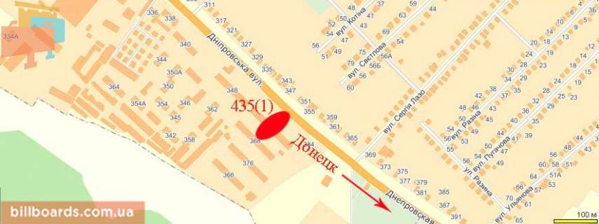 Billboard  in Pavlograd Dneprovskaa st., 372 scheme