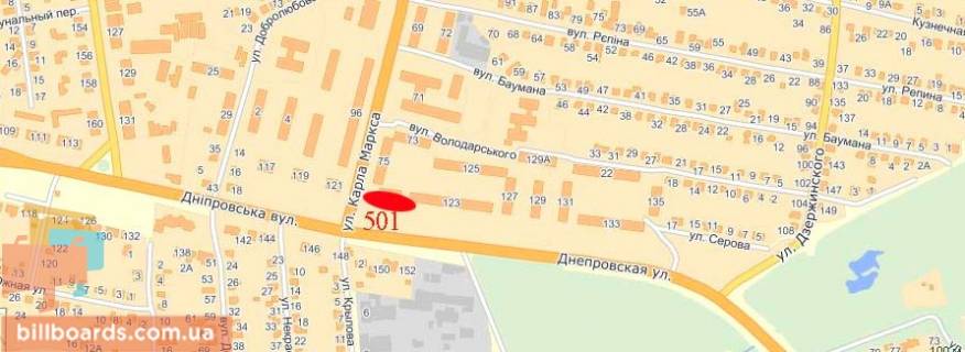 Citylight  in Pavlograd Central'naa st. (byvs. K.Marksa st.), 77 / Dneprovskaa st. scheme