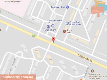 Billboard A in Pavlograd, 6х3  st. Dniprovs'ka - st.Leningrads'ka, bila svitlofora scheme