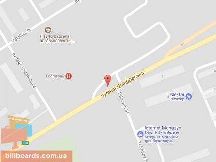 Billboard A in Pavlograd, 6х3  st. Dniprovs'ka - st. Tel'mana, bila svitlofora scheme