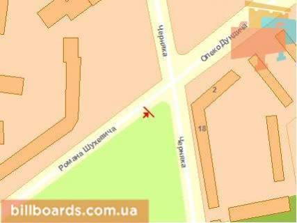 Billboard A in Rivne Suhevica st. - Bogoavlens'ka st. (kolis. Cernaka st.) scheme