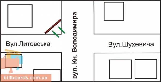 Prismatron, Prism A in Rivne Volodimira st. - Suhevica st. - Litovs'ka st., prava - 76382 scheme