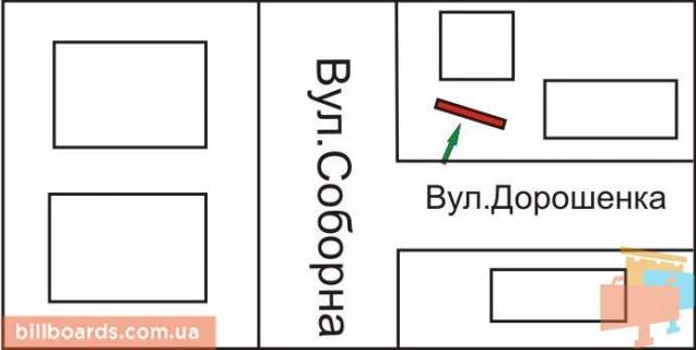 Billboard A in Rivne Dorosenko st., 3 - Soborna st. scheme