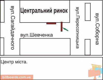 Billboard A in Rivne Sevcenka st. / Peresopnic'ka st., 76 scheme