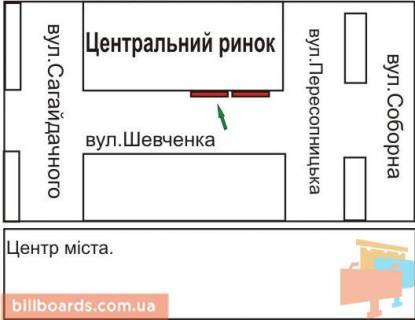 Billboard A in Rivne Sevcenka st., central'nij rinok, fasad scheme