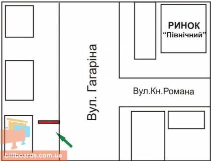 Billboard B in Rivne Gagarina st. - Romana st. scheme