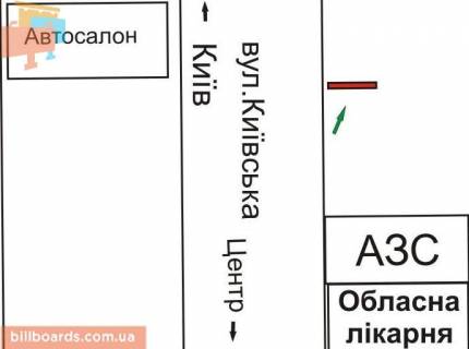 Billboard A in Rivne Kiivs'ka st., z centru scheme