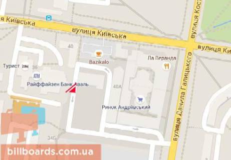 Billboard  in Rivne Kievskaa st., avtovokzal, rynok "Andreevskij", otdel'naa scheme