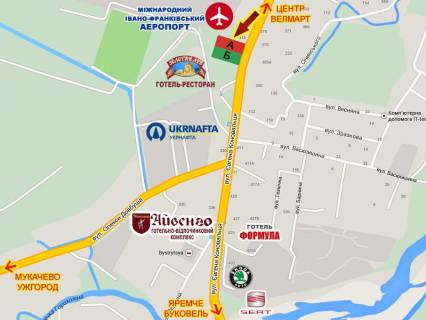 Billboard A in Ivano-Frankivsk, 3х6  Konoval'ca, 318 (aeroport) scheme