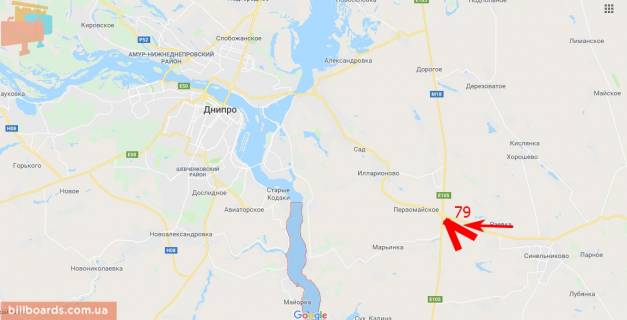 Billboard B in Sinelnikov Trasa M18, Harkiv-Simferopol', Harkiv - Simferopol', peretin z trassou Dnipro-Sinel'nikove scheme