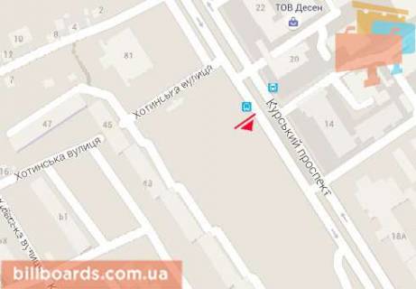 Billboard  in Sumi Kurskij av., 39, ostanovka, iz centra scheme