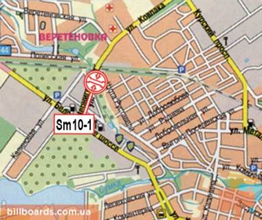 Billboard A in Sumi Cernigvs'ka st., bila avtorinku, v storonu Kovpaka st. scheme