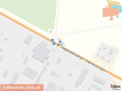 Billboard B in Sumi Harkivs'ka st., post DAI, sinomontaz, viizd z mista scheme