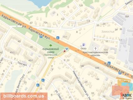 Billboard B in Sumi Tabali st. (kolis. Pariz'koi Komuni st.), 44 - Harkivs'ka st. scheme