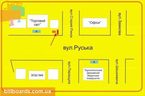 Citylight B in Ternopil Russkaa st., 9, vozle magazina "Neotek" scheme