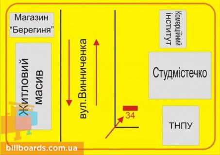 Citylight A in Ternopil Vinnicenko st., 2 / Mira st., naprotiv supermarketa "ATB" scheme