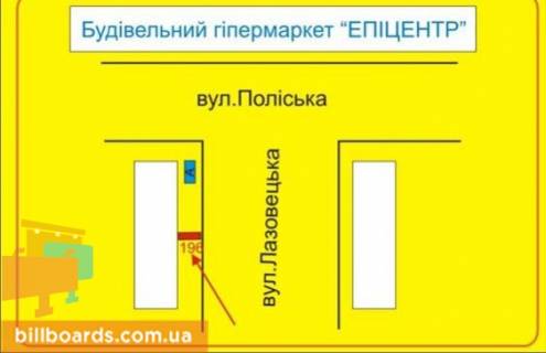 Billboard B in Ternopil Lozoveckaa st. / Polesskaa st., vozle supermarketa "Epicentr" scheme