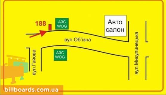 Billboard B in Ternopil Ob"ezdnaa doroga / Glubokaa st., vozle AZS "WOG" scheme
