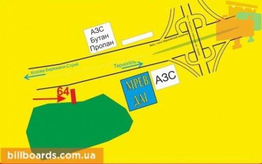 Billboard A in Ternopil Trassa Ternopol'-Berezany, v"ezd v gorod scheme