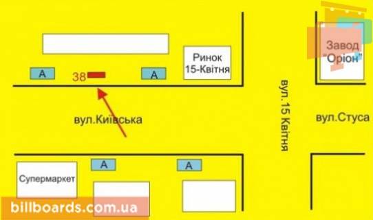 Billboard A in Ternopil Kievskaa st., 7, vozle rynka scheme