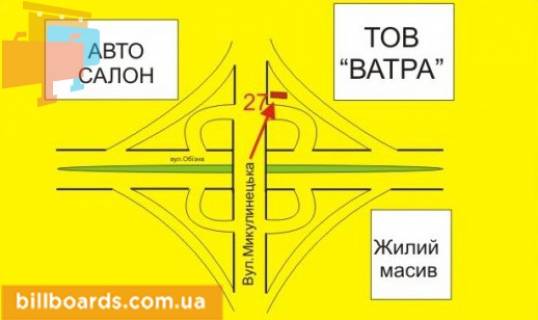 Billboard A in Ternopil Mikulineckaa st. / Budnogo st., klevernyj most scheme