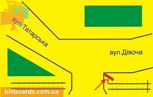 Billboard A in Ternopil Devic'a st. / Tatarskaa st., s"ezd s Gorbatogo mosta scheme
