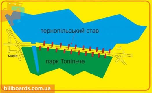 Citylight A in Ternopil Russkaa st., vozle parka "Topil'ce", damba, iz centra scheme