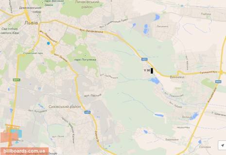 Billboard B in Vinniki s. Vinniki, viizd do L'vova, bila ozera scheme