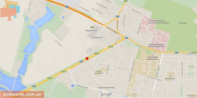 Billboard A in Vinnytsia Bars'ke sose / Stel'maha st., rozdil'nik, v centru scheme