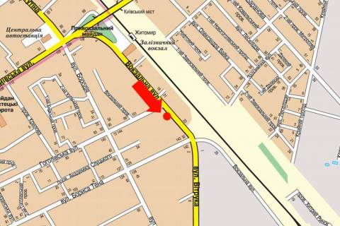 Billboard A in Zhytomyr, 3x6  Vokzal'na st., 16 / Gogolivs'ka st., bila magazinu "Vopak" scheme